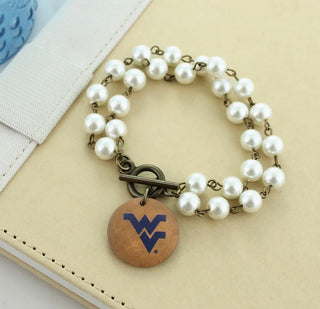 West Virginia Pearl Toggle Bracelet