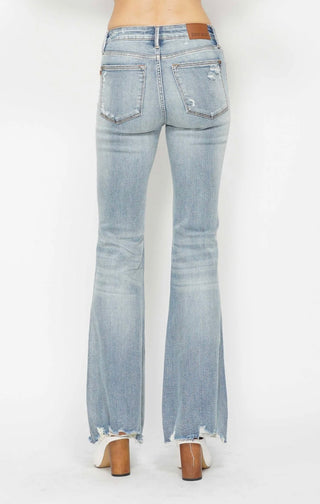 Judy Blue distressed tummy control flares