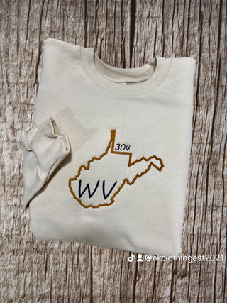 WV State Embroidered Crew