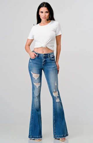 Petra Petite Mid Rise Stretch Flare