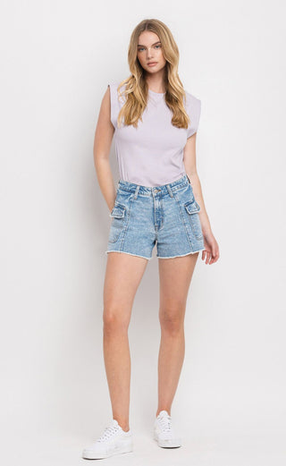 Vervet Ibiza High Rise Boyfriend Cargo Short