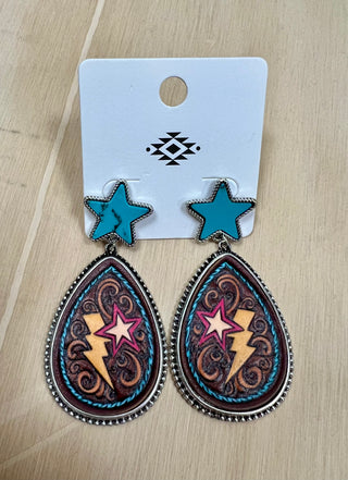 Paisley Bolt Leather Earring