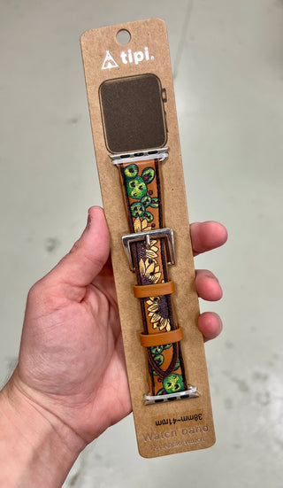 Western Cactus Leather Watchband