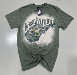 The Rustic Sunflower West Virginia Bleached Tee