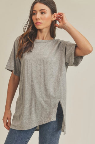 Oversized Split Bottom Crew Neck