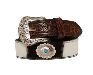 Distinguished Turquoise Hand Tooled Leather Belt